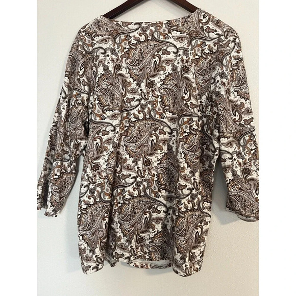 Talbots‎ Blouse Womens Size 2X Multicolor Paisley 3/4 Sleeve V Neck Faux Wrap - Picture 3 of 7